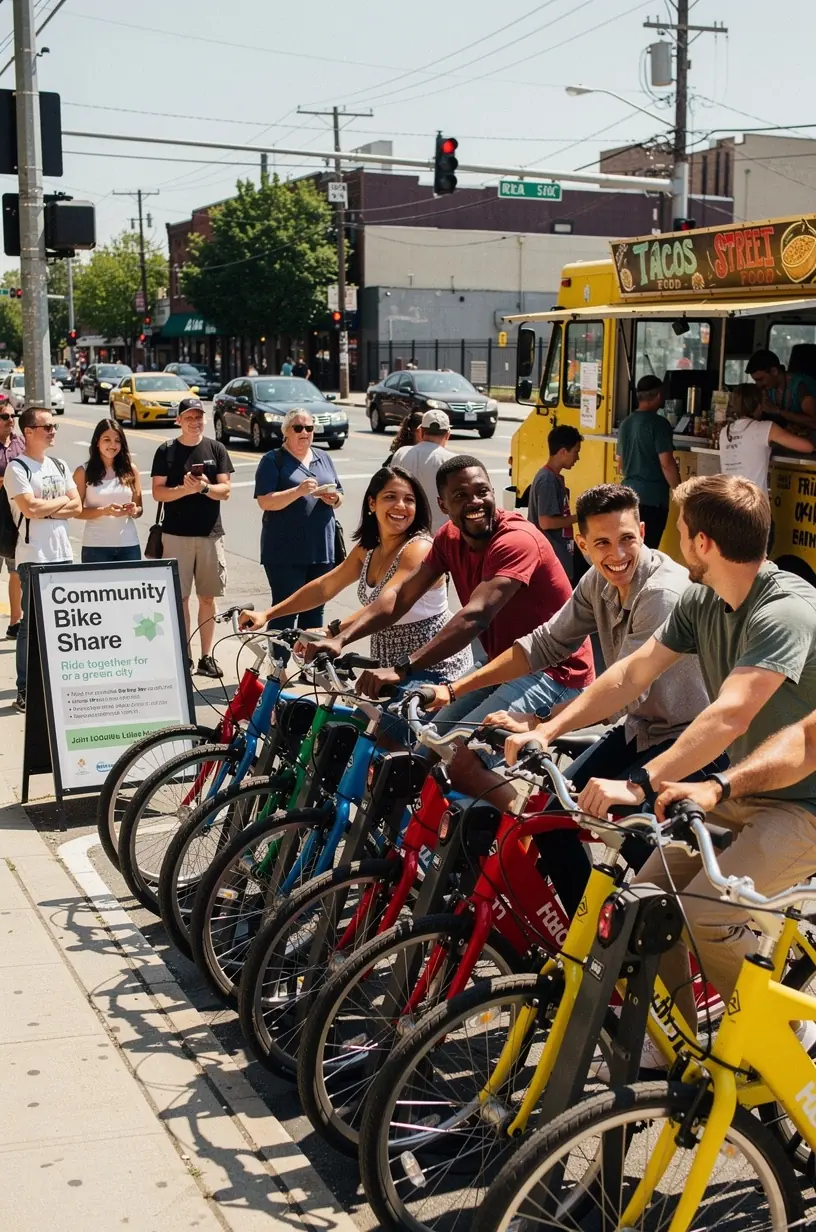 Community members collaborating on renewable energy solutions.