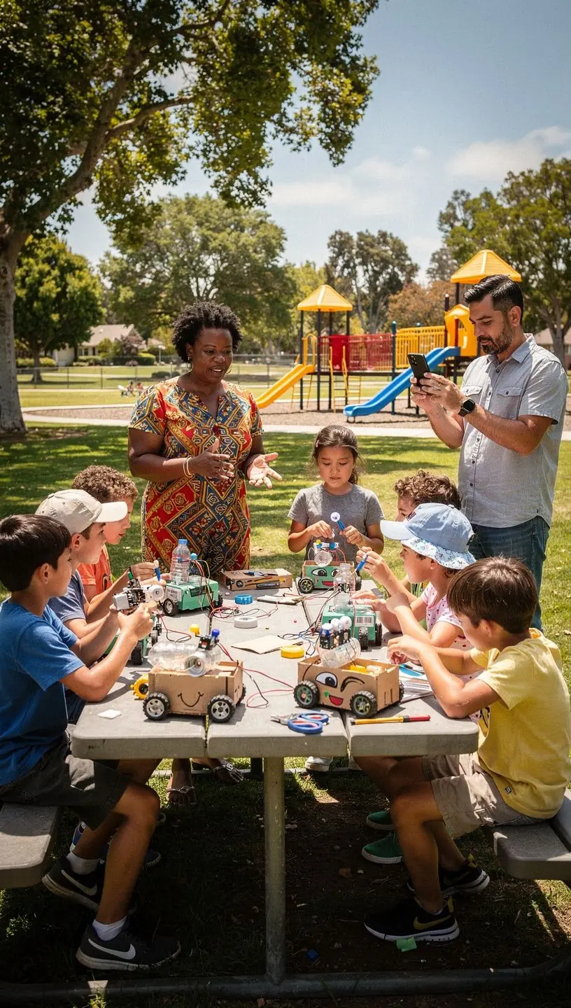 Community members using Wi-Fi in a local park.